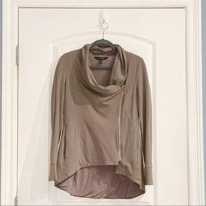 WHBM White House Black Market taupe brown asymmetrical zip-front jacket